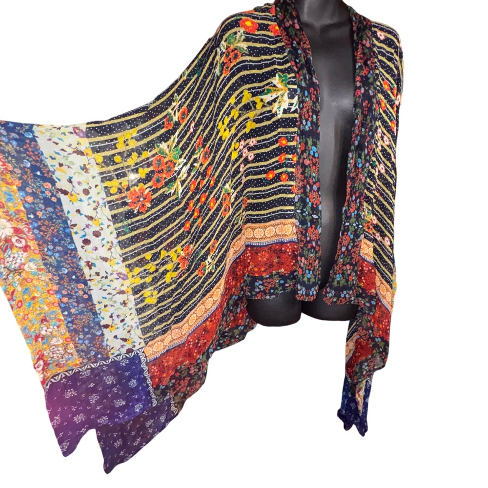 Anthropologie floral kimono lightweight mixed-print bohemian design - Picture 6 of 9